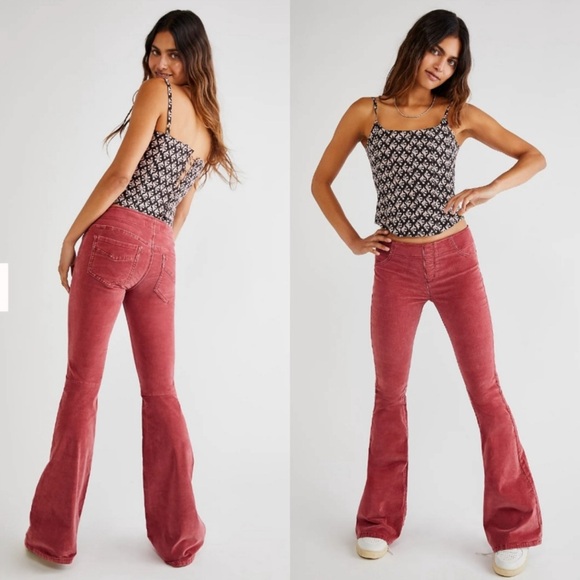 We The Free NWT Corduroy Flared Pants Garnet Royale 27